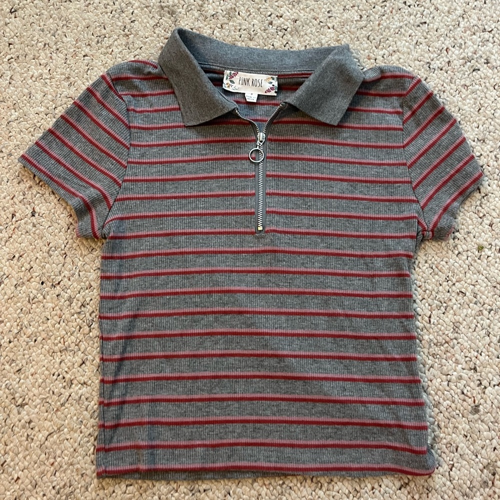 Stripped collared crop top